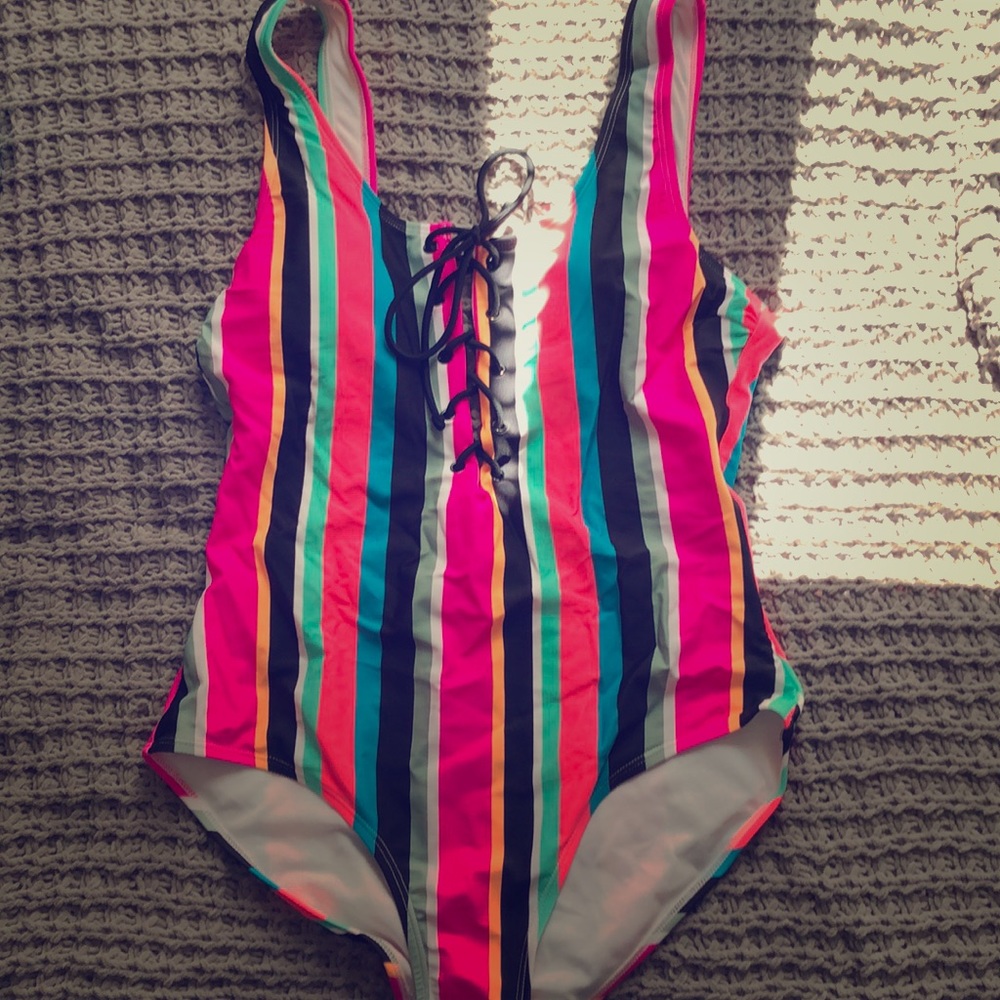 Colorful swimsuit.